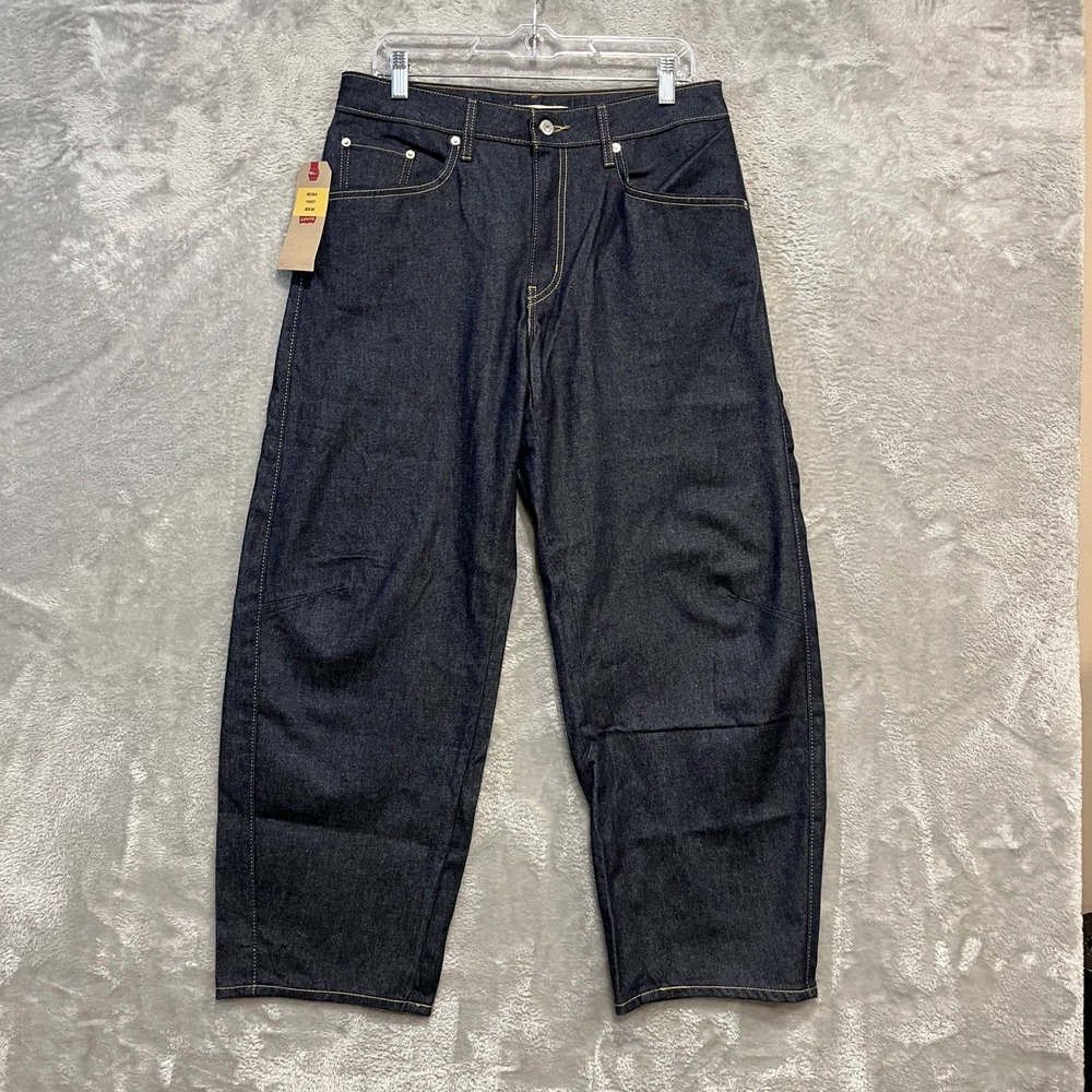 Levi's Baggy Dad Barrel Jeans Womens 30x30 Measures 32x29 Irregular Blue Big E